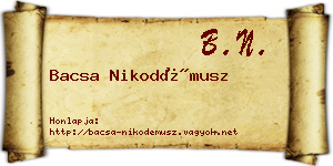 Bacsa Nikodémusz névjegykártya